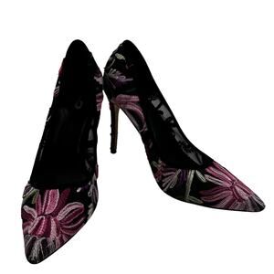 Mix No. 6 Dignity Floral Embroidered Mesh Pointed Toe Stiletto Heels Women's 8